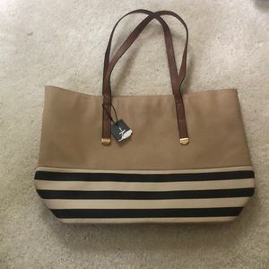 Leather Striped Tote